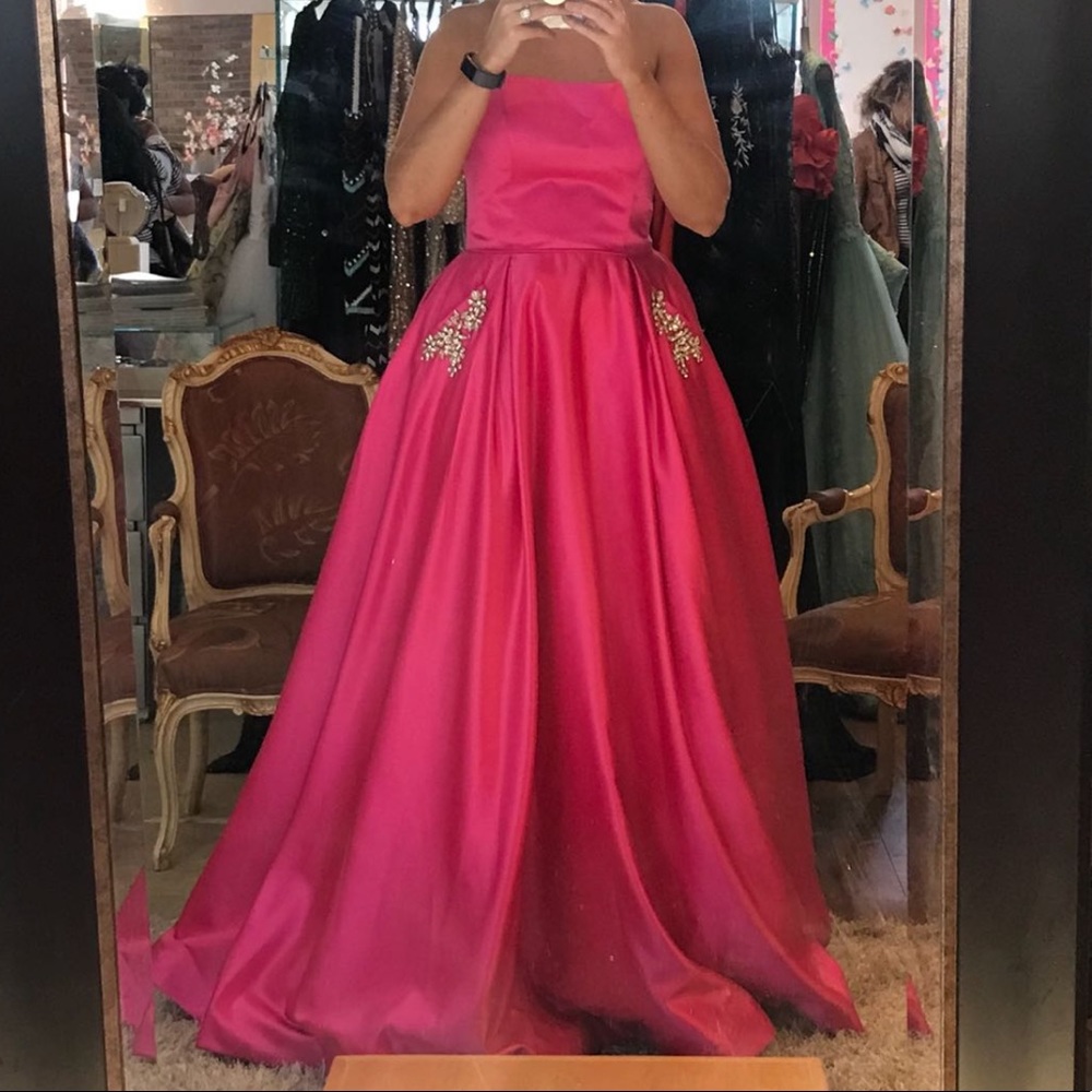 NWT Sherri Hill 50812 Hot Pink Prom Dress Gown